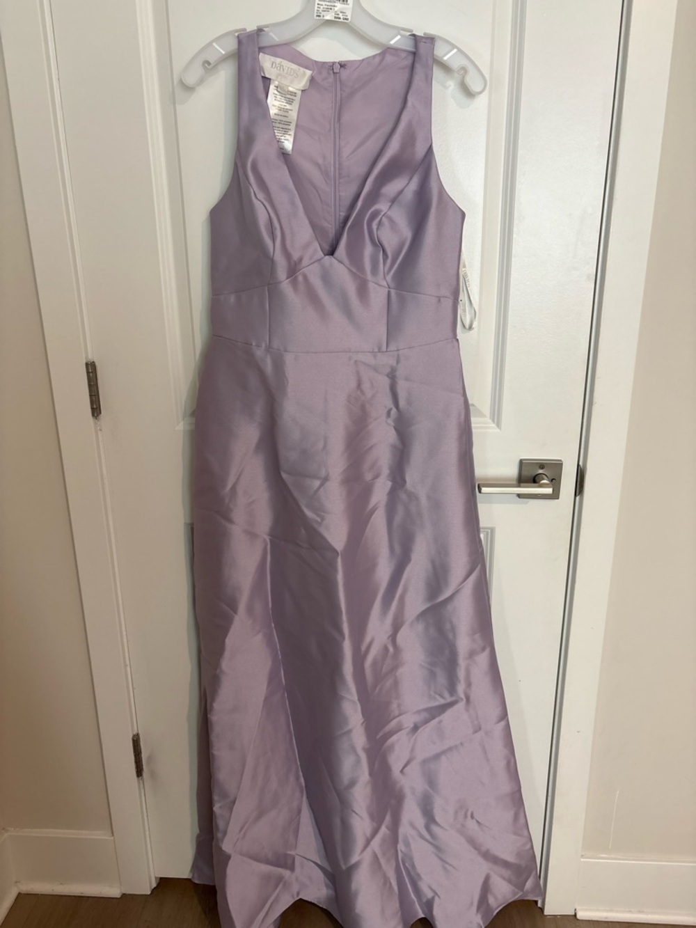 David's Bridal Lilac Satin Maxi Dress